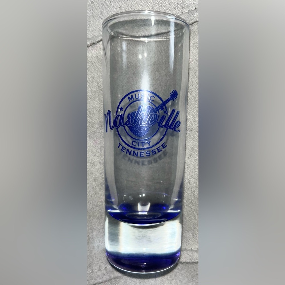 Nashville Music City Double Shot Glass with Blue Tint - Novelty Souvenir - NEW
